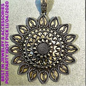 HP💕Vtg Large Artisan Sterling 925 Mandala Pendant